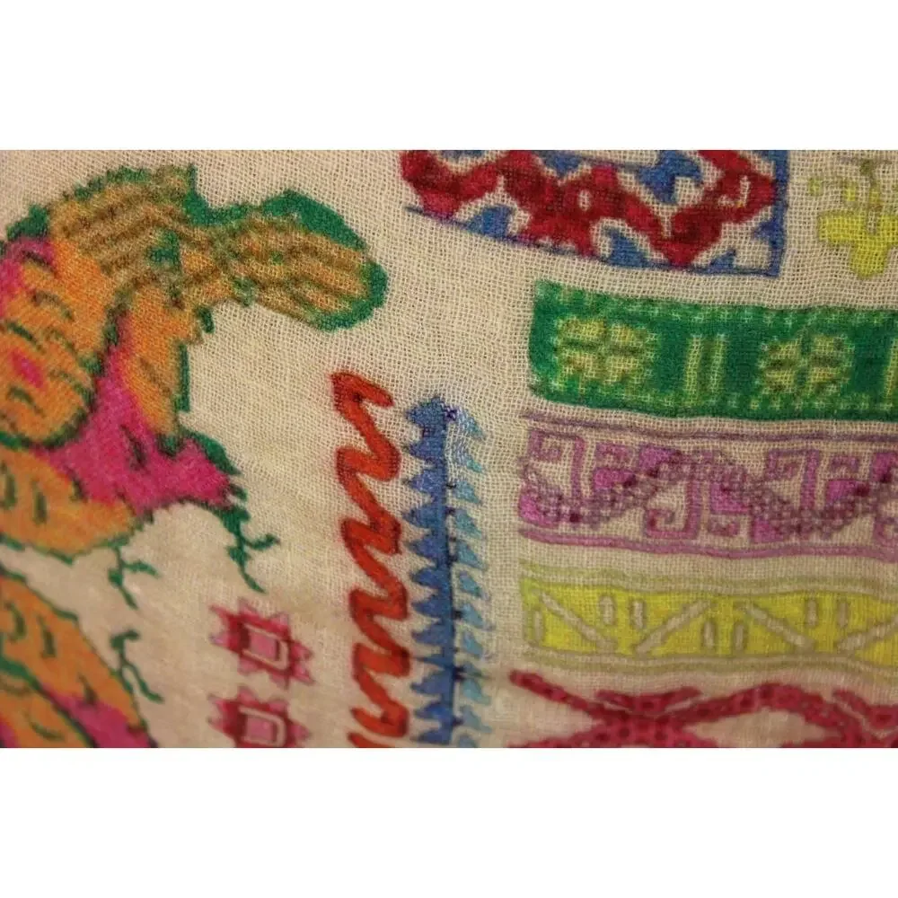 Oversized Boho Patchwork Print Scarf Woven Artsy Folk Shawl Wrap 31